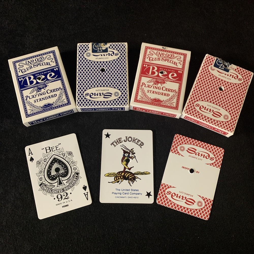 4 Vintage Sands Casino Atlantic City Bee Playing Cards Decks 92 Diamond Back MXD